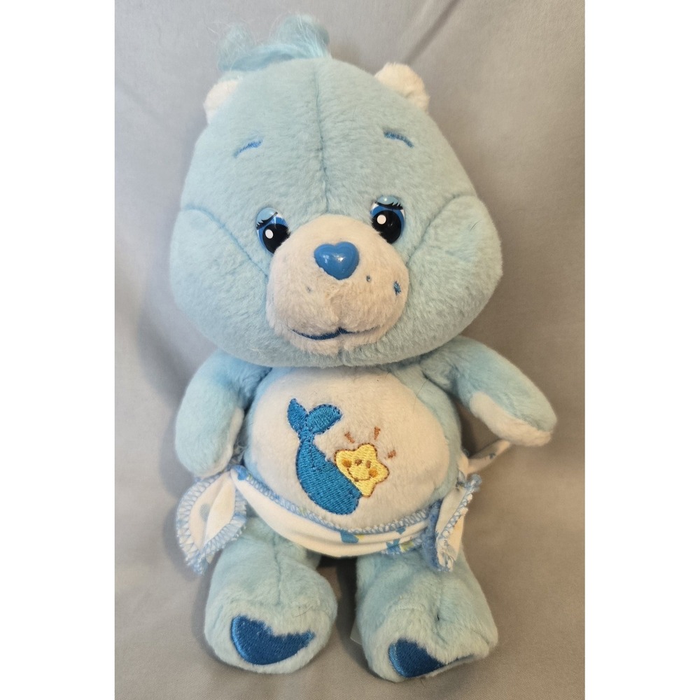 Vintage Care Bears Baby Tugs Bear 8" Plush Blue Diaper Tags Stuffed Animal 2003